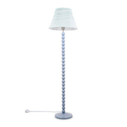 Valuelights Bobbles Powder Blue Bobbin Floor Lamp With Green Arrow Pleated Shade - Led Bulb Included - thumbnail 1
