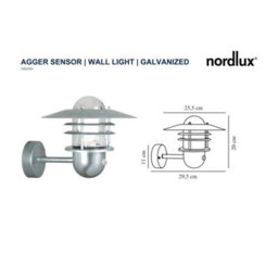 Nordlux Agger Outdoor Galvanized Steel Wall Light Coastal/marine Safe Silver,mains - thumbnail 3