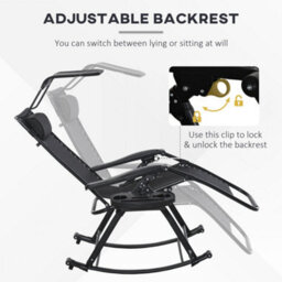 Outsunny Folding Recliner Chair Outdoor Lounge Rocker Zero-Gravity Seat - thumbnail 7