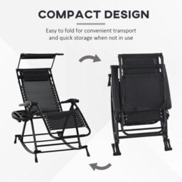 Outsunny Folding Recliner Chair Outdoor Lounge Rocker Zero-Gravity Seat - thumbnail 4