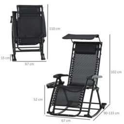 Outsunny Folding Recliner Chair Outdoor Lounge Rocker Zero-Gravity Seat - thumbnail 3