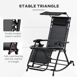 Outsunny Folding Recliner Chair Outdoor Lounge Rocker Zero-Gravity Seat - thumbnail 6