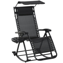 Outsunny Folding Recliner Chair Outdoor Lounge Rocker Zero-Gravity Seat - thumbnail 2