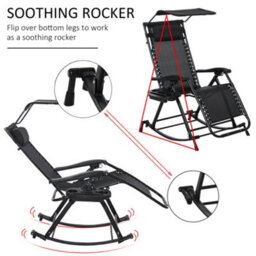 Outsunny Folding Recliner Chair Outdoor Lounge Rocker Zero-Gravity Seat - thumbnail 8