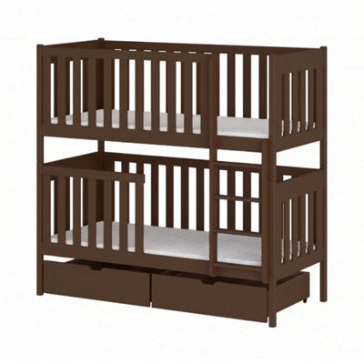Arte David Dark Chocolate Wooden Bunk Bed With Storage & 2 Bonnell Mattresses 90 X 190 Cm - image 1