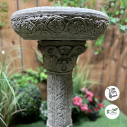 Roman Design Very Detailed Stone Cast Birdbath - thumbnail 3