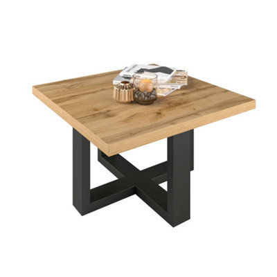 Arte Chic Eko 98 Coffee Table 750mm In Oak Wotan & Black - Two-Tone Modern Accent H440mm D750mm - image 1
