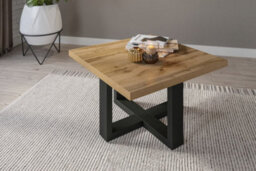 Arte Chic Eko 98 Coffee Table 750mm In Oak Wotan & Black - Two-Tone Modern Accent H440mm D750mm - thumbnail 2