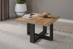 Arte Chic Eko 98 Coffee Table 750mm In Oak Wotan & Black - Two-Tone Modern Accent H440mm D750mm - thumbnail 3