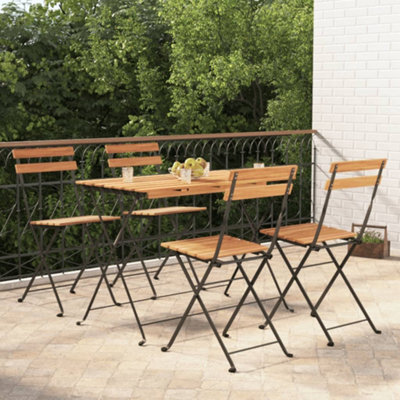Walplus 5 Piece Folding Bistro Set Solid Wood Acacia And Steel - image 1
