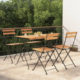 Walplus 5 Piece Folding Bistro Set Solid Wood Acacia And Steel - thumbnail 1