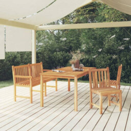 Walplus 4 Piece Garden Outdoor Dining Set Suitable For Backyard, Patio Solid Wood Teak