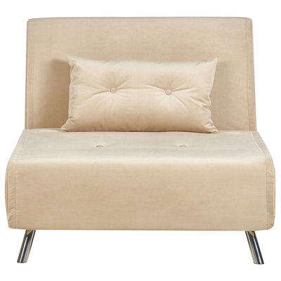 Beliani Single Sofa Bed Farris Velvet Sand Beige - image 1
