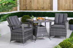 Giardino Arizona Square Rattan Garden Bistro Table And Chairs Set 2 Seater Patio Furniture Set - Grey - thumbnail 3