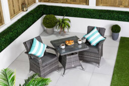 Giardino Arizona Square Rattan Garden Bistro Table And Chairs Set 2 Seater Patio Furniture Set - Grey - thumbnail 2