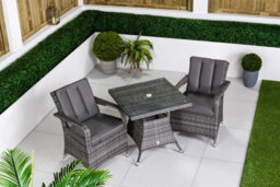 Giardino Arizona Square Rattan Garden Bistro Table And Chairs Set 2 Seater Patio Furniture Set - Grey - thumbnail 5