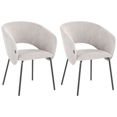 Beliani Set Of 2 Dining Chairs Blakely Fabric Off-White - image 1