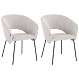 Beliani Set Of 2 Dining Chairs Blakely Fabric Off-White - thumbnail 1