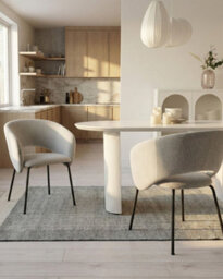 Beliani Set Of 2 Dining Chairs Blakely Fabric Off-White - thumbnail 2