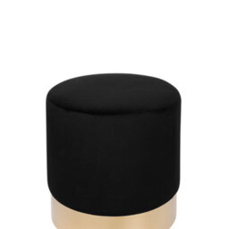 Beliani Living Velvet Round Footstool In Black Velvet With Gold Base, W39 X D39 X H40Cm - thumbnail 4
