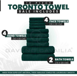 Gaveno Cavailia 10 Piece Toronto Towel Bale Set Dark Green Premier Super Soft And Quick Obsorbent Bath Towel - thumbnail 2
