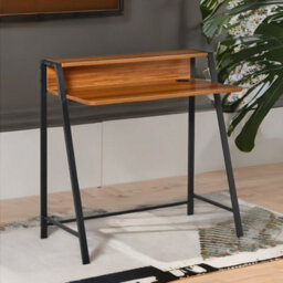 Rafaelo Mobilia 84Cm Walnut Wide Computer Desk With Metal Frame - thumbnail 1