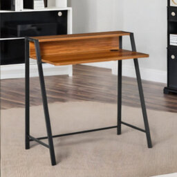 Rafaelo Mobilia 84Cm Walnut Wide Computer Desk With Metal Frame - thumbnail 2