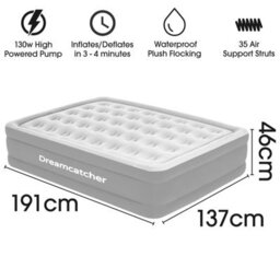 Dreamcatcher Premium Blow Up Inflatable Double Air Bed Mattress With Built In Pump 205 X 150 X 50Cm Storage Bag Included - thumbnail 2