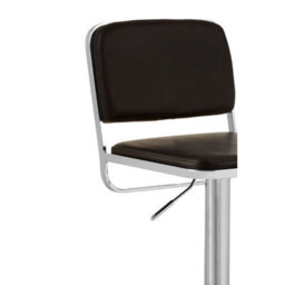 Orsina Black Seat And Chrome Base Bar Stool, Adjustable Height Kitchen Bar Stool, Footrest Swivel Barstool - thumbnail 5