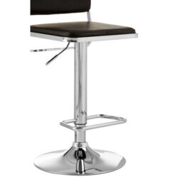 Orsina Black Seat And Chrome Base Bar Stool, Adjustable Height Kitchen Bar Stool, Footrest Swivel Barstool - thumbnail 6