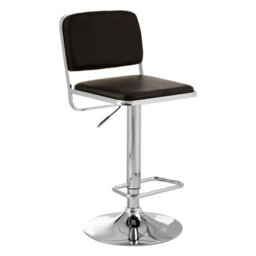 Orsina Black Seat And Chrome Base Bar Stool, Adjustable Height Kitchen Bar Stool, Footrest Swivel Barstool - thumbnail 2