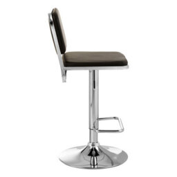 Orsina Black Seat And Chrome Base Bar Stool, Adjustable Height Kitchen Bar Stool, Footrest Swivel Barstool - thumbnail 3
