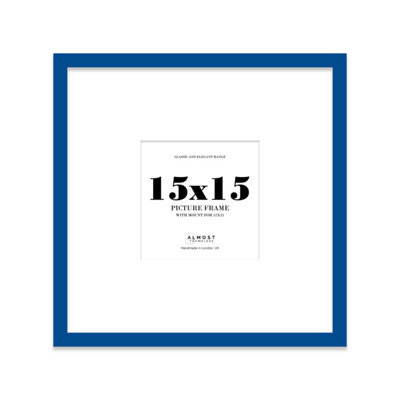 "15X15"" Blue Picture Frame - 15X15"" Square Frame With 11X11"" Mount For 15X15""/11X11"" Pictures Art Deco Style Room Decor, 1 Pack" - image 1