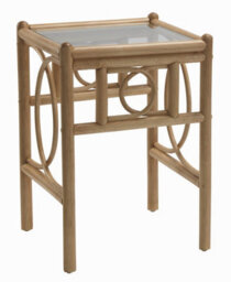 Desser Madrid Light Oak Natural Rattan Lamp Table With Glass Top Real Cane Wicker Side Table - H59Cm X W41Cm X D41Cm