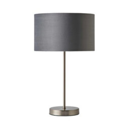 Valuelights Charles Brushed Chrome Table Lamp With Grey Velvet Shade - thumbnail 2