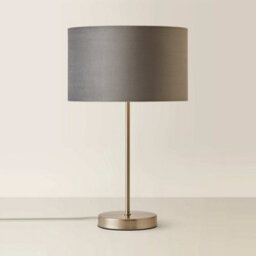 Valuelights Charles Brushed Chrome Table Lamp With Grey Velvet Shade - thumbnail 6