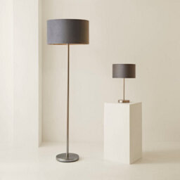 Valuelights Charles Brushed Chrome Table Lamp With Grey Velvet Shade - thumbnail 7