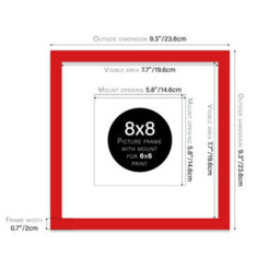 "8X8"" Red Picture Frame - 8X8"" Square Frame With 6X6"" Mount For 8X8""/6X6"" Pictures Vintage Style Gallery Wall, 1 Pack" - thumbnail 2