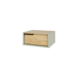 Decortie Eco Floating Bedside Table W/drawer Modern Nightstand Wall-Mounted Space Saver Metal Handle Bedroom Ash Green, Oak - thumbnail 2