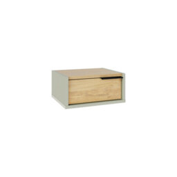 Decortie Eco Floating Bedside Table W/drawer Modern Nightstand Wall-Mounted Space Saver Metal Handle Bedroom Ash Green, Oak - thumbnail 7