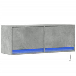 Berkfield Durable Tv Wall Cabinet With Led Lights Concrete Grey 100X31X35 Cm - thumbnail 3