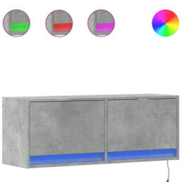 Berkfield Durable Tv Wall Cabinet With Led Lights Concrete Grey 100X31X35 Cm - thumbnail 1