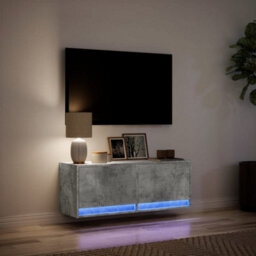 Berkfield Durable Tv Wall Cabinet With Led Lights Concrete Grey 100X31X35 Cm - thumbnail 5