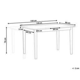 Beliani Extending Dining Table Houston Light Brown/ White 120/150 Cm 90 Cm Pine Wood - thumbnail 3