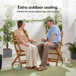 Vonhaus Wooden Garden Chairs Set Of 2, Folding Outdoor Armchairs, Weather Resistant Acacia Wood & Teak Oil, Cannes - thumbnail 6