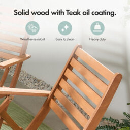 Vonhaus Wooden Garden Chairs Set Of 2, Folding Outdoor Armchairs, Weather Resistant Acacia Wood & Teak Oil, Cannes - thumbnail 4