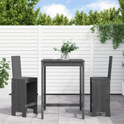 Berkfield 3 Piece Garden Bar Set Grey Solid Wood Pine - image 1