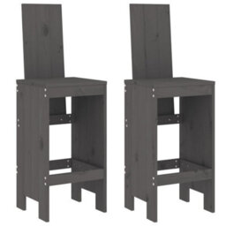 Berkfield 3 Piece Garden Bar Set Grey Solid Wood Pine - thumbnail 3