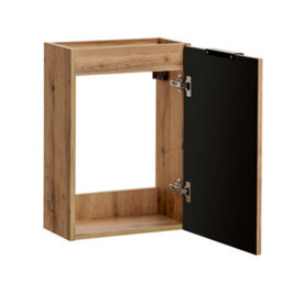 Impact Furniture Cloakroom Vanity Unit Small Bathroom Oak Wall Cabinet Slimline Narrow Ribbed Fluted 400mm Adel - thumbnail 3