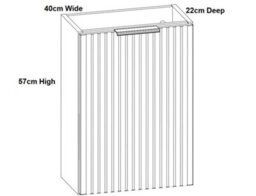 Impact Furniture Cloakroom Vanity Unit Small Bathroom Oak Wall Cabinet Slimline Narrow Ribbed Fluted 400mm Adel - thumbnail 7